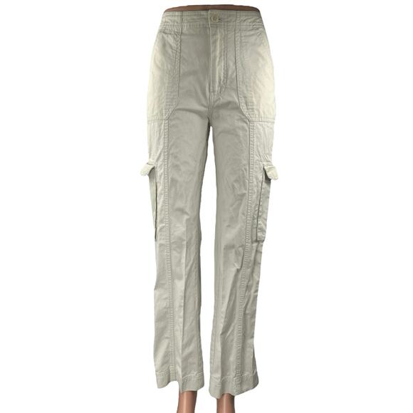 Abercrombie & Fitch Women's White High Waisted Straight Cargo Trousers Pants 0 - Picture 1 of 5